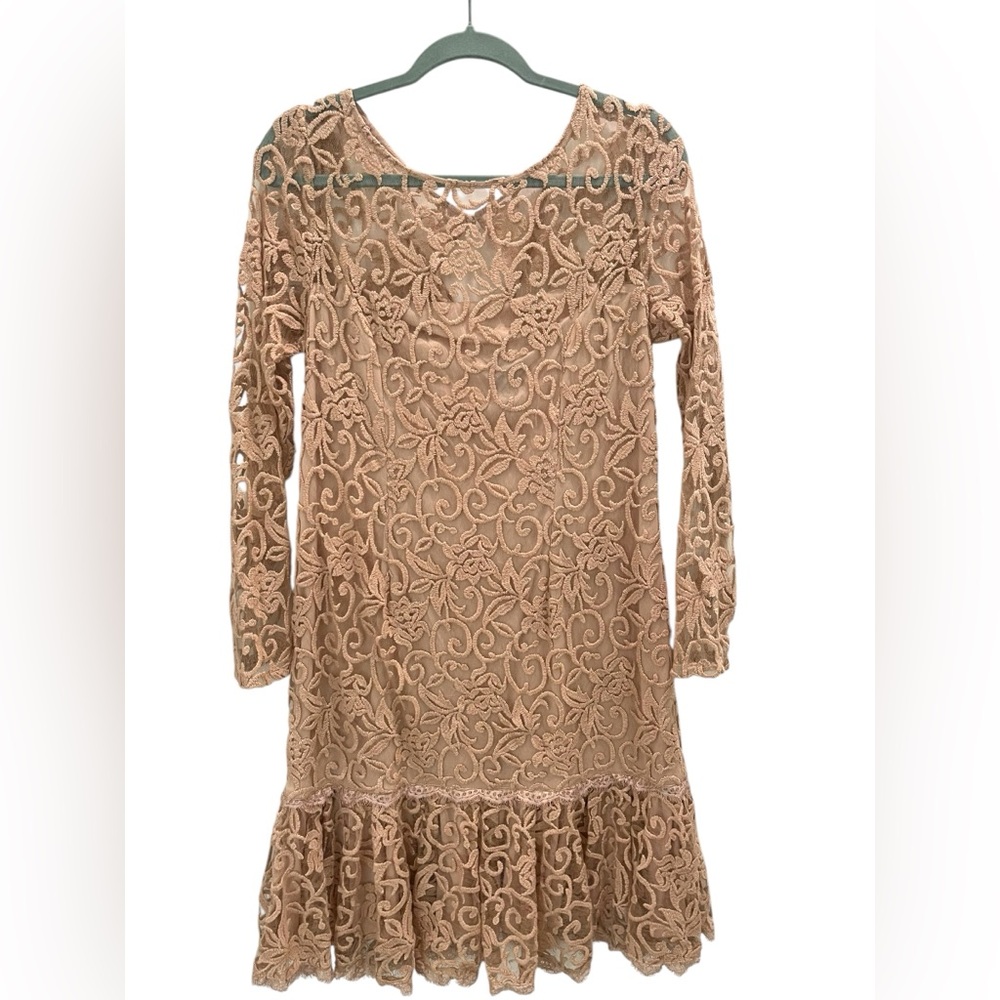 Adrianna papell Crochet Dress Midi Size 12 Beige